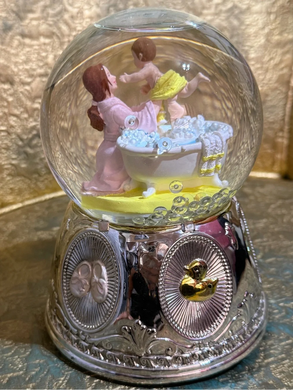 Wallace Silver Globe Bath Time Baby bubbles Music box|You are my sunshine RARE
